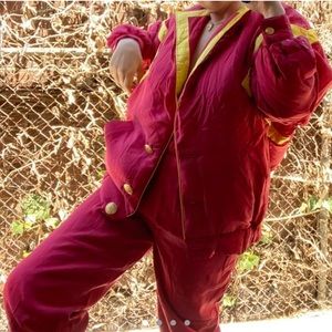 TRUE 80s Amelia Austin oversized silk shell and nylon lined red tracksuit
